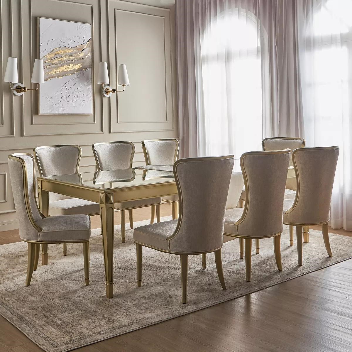 White & golden dining room